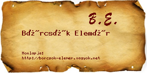 Börcsök Elemér névjegykártya